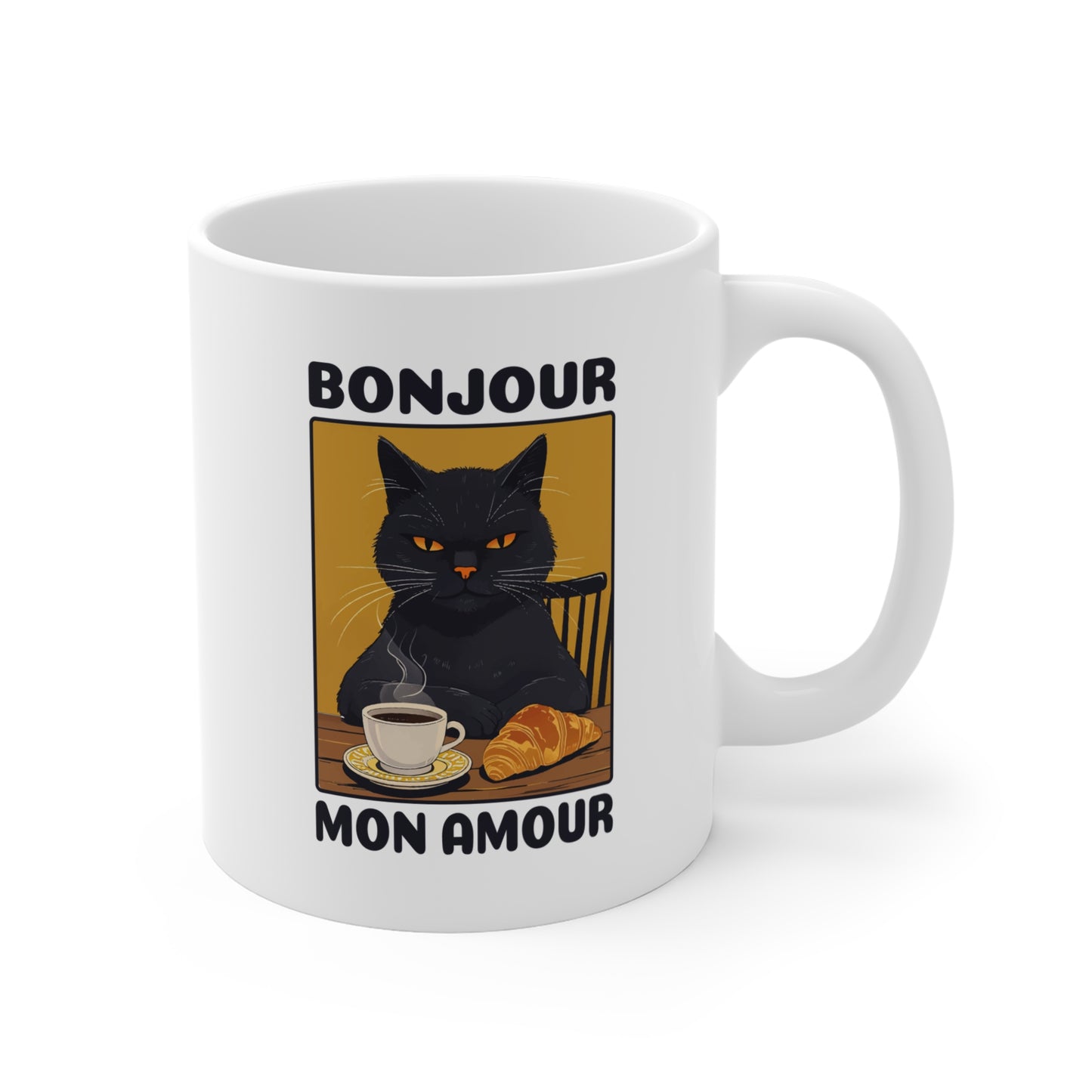 BONJOUR MON AMOUR - CHAT - Tasse à thème - Tasse à café 'Bonjour Mon Amour' 11oz